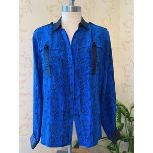 Tag Removed 100% Leather & Silk Animal Print Blous